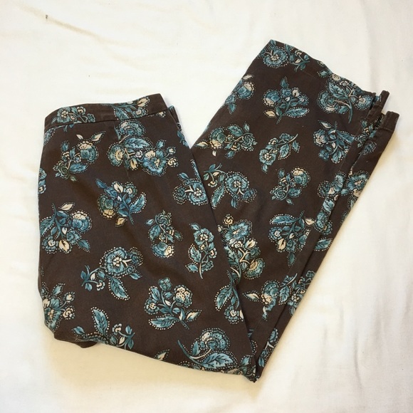 VTG Y2K Axcess Brown Floral Print Capris, 10 - Picture 3 of 6